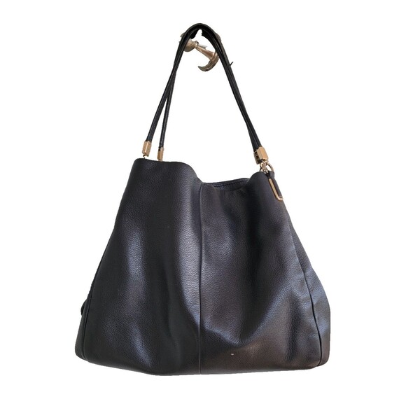 Coach Black  Leather Madison Pebbled Phoebe Shoulder Bag w Gold Hardware Purple - Picture 2 of 16